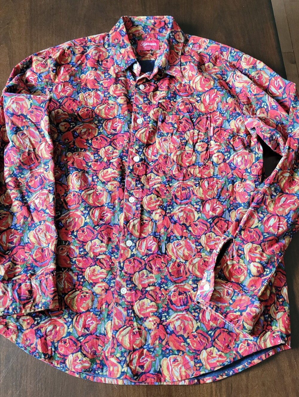 Supreme Roses Corduroy Shirt Red Size Medium